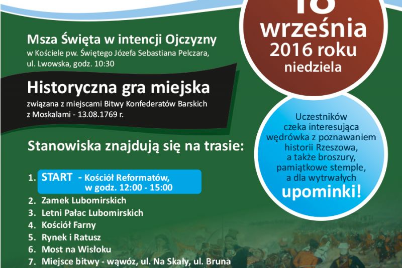 W niedzielę gra miejska "Rzeszowskim Szlakiem Konfederatów Barskich"