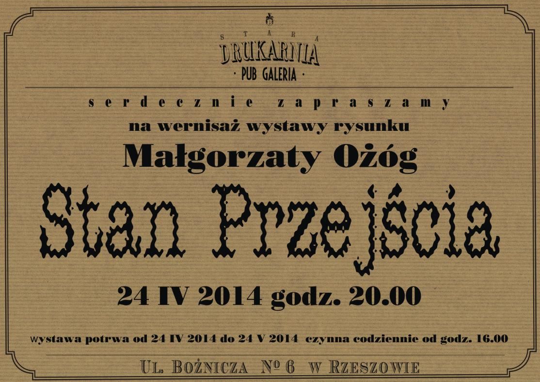 Stan Przejścia - wernisaż wystawy rysunku Małgorzaty Ożóg