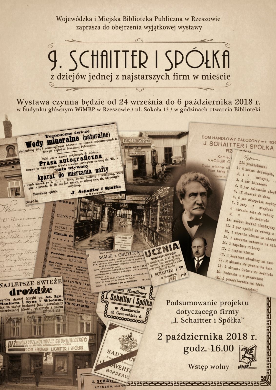 Wystawa i spotkanie "I. Schaitter i Spółka - z dziejów jednej z najstarszych firm w mieście" w WiMBP