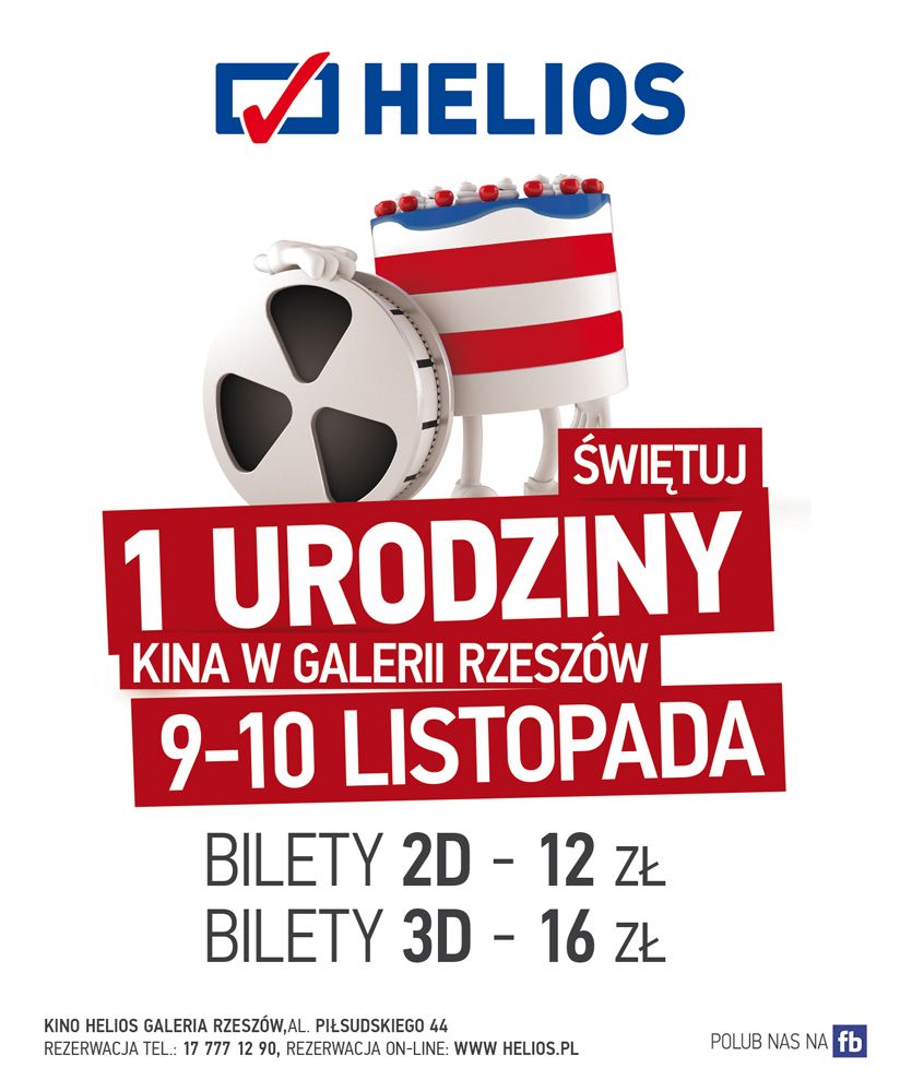 Cenowe obniżkki na I urodziny kina Helios w Galerii