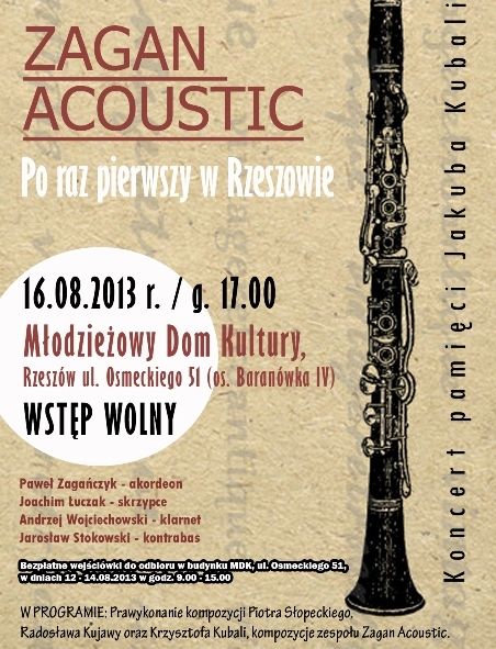 Zagan Acoustic po raz pierwszy w Rzeszowie